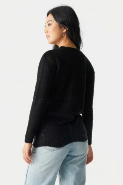 Stitches Ladies Sweaters Scalloped Hem Pointelle Knit Sweater