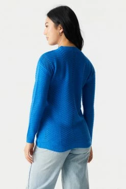 Stitches Ladies Sweaters Scalloped Hem Pointelle Knit Sweater