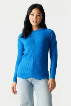Stitches Ladies Sweaters Scalloped Hem Pointelle Knit Sweater