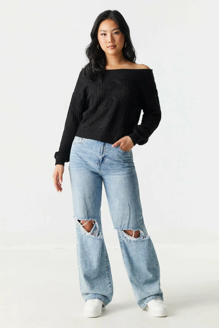 Stitches Ladies Off The Shoulder Cable Knit Sweater 6 Stitches Ladies Off The Shoulder Cable Knit Sweater