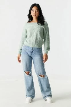 Stitches Ladies Off The Shoulder Cable Knit Sweater 29 Stitches Ladies Off The Shoulder Cable Knit Sweater