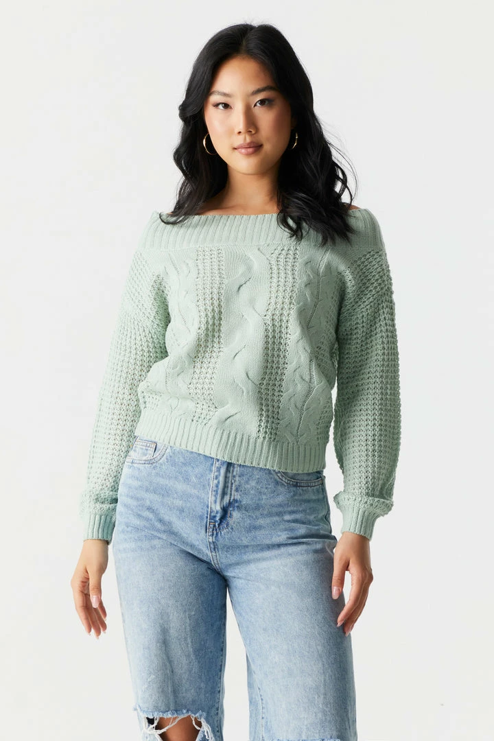 Stitches Ladies Off The Shoulder Cable Knit Sweater 13 Stitches Ladies Off The Shoulder Cable Knit Sweater