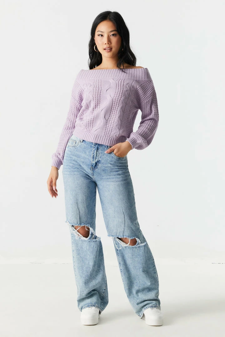 Stitches Ladies Off The Shoulder Cable Knit Sweater 3 Stitches Ladies Off The Shoulder Cable Knit Sweater