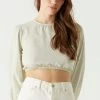 Stitches Ladies Printed Lace-Up Open Back Cropped Blouse Tops