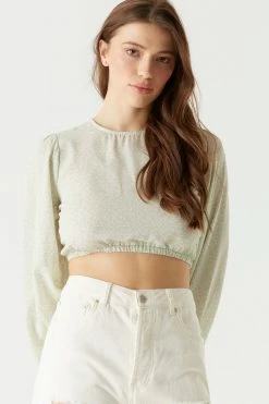 Stitches Ladies Printed Lace-Up Open Back Cropped Blouse Tops