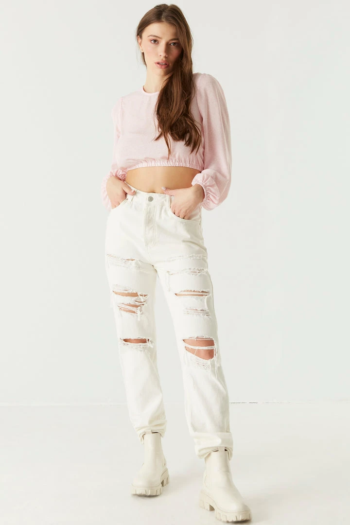 Stitches Ladies Printed Lace-Up Open Back Cropped Blouse Tops 6 Stitches Ladies Printed Lace-Up Open Back Cropped Blouse Tops