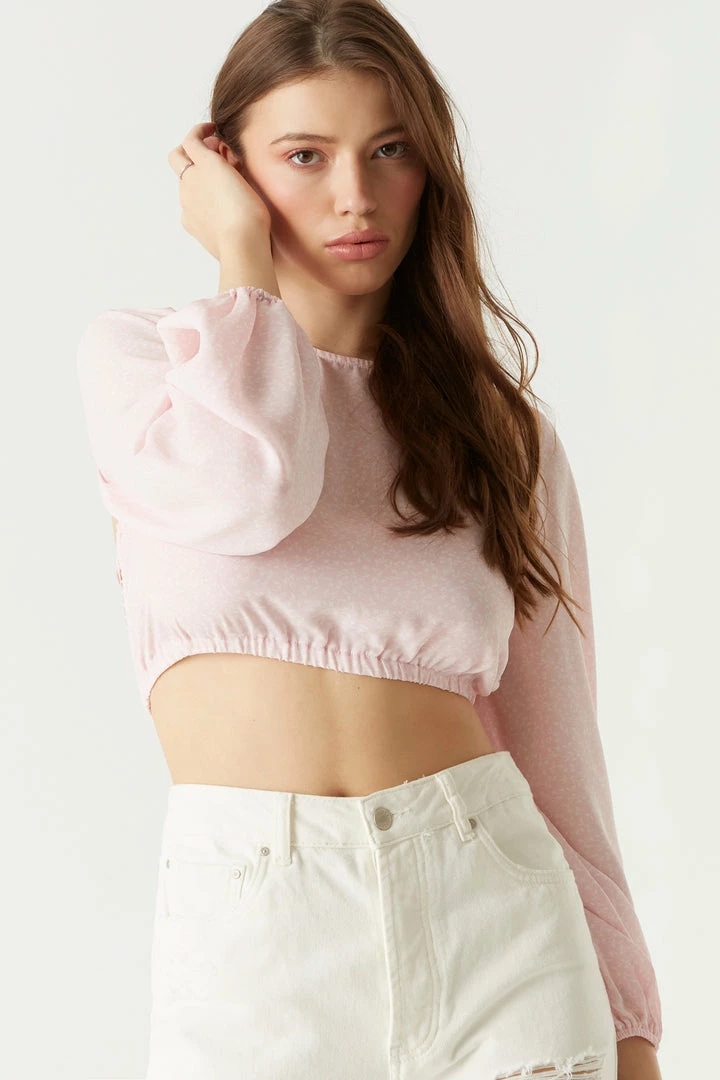 Stitches Ladies Printed Lace-Up Open Back Cropped Blouse Tops 4 Stitches Ladies Printed Lace-Up Open Back Cropped Blouse Tops