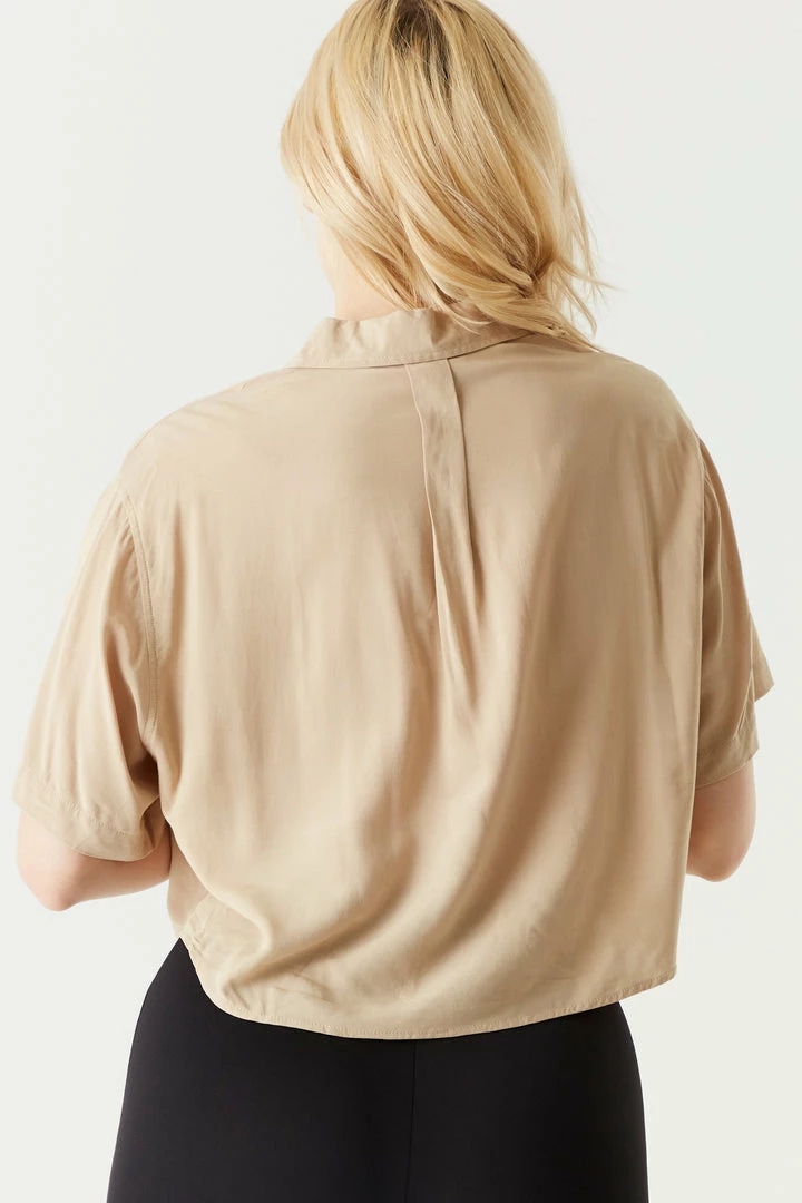 Stitches Ladies Button-Up Cropped Short Sleeve Blouse 5 Stitches Ladies Button-Up Cropped Short Sleeve Blouse