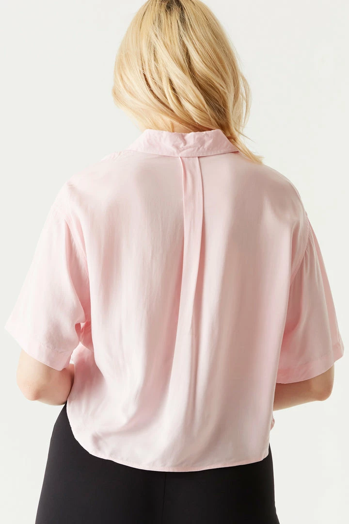 Stitches Ladies Button-Up Cropped Short Sleeve Blouse 14 Stitches Ladies Button-Up Cropped Short Sleeve Blouse