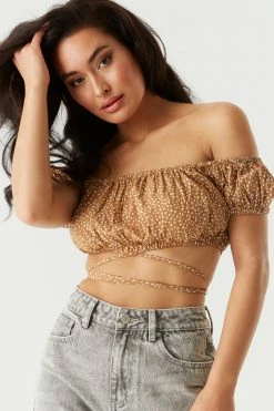 Stitches Ladies Tops Off The Shoulder Printed Milkmaid Cropped Top