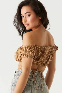 Stitches Ladies Tops Off The Shoulder Printed Milkmaid Cropped Top