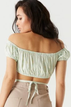 Stitches Ladies Off The Shoulder Floral Printed Milkmaid Cropped Top Tops