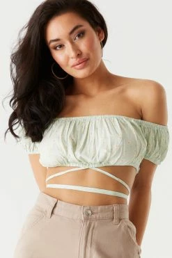 Stitches Ladies Off The Shoulder Floral Printed Milkmaid Cropped Top Tops