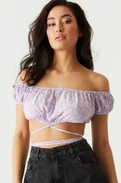 Stitches Ladies Off The Shoulder Printed Floral Milkmaid Cropped Top Tops