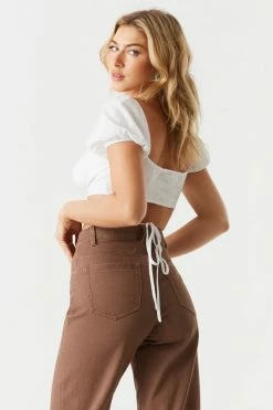 Stitches Ladies Tops Self-Tie Crisscross Milkmaid Top