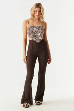 Stitches Ladies Printed Pointed Hem Back-Tie Satin Top Tops 5 Stitches Ladies Printed Pointed Hem Back-Tie Satin Top Tops