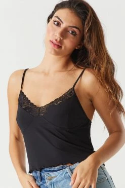 Stitches Ladies Tops Lace Lettuce Trim Cami