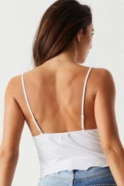 Stitches Ladies Tops Lace Lettuce Trim Cami