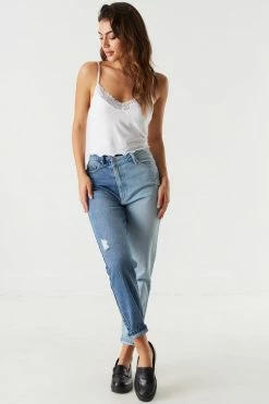 Stitches Ladies Tops Lace Lettuce Trim Cami