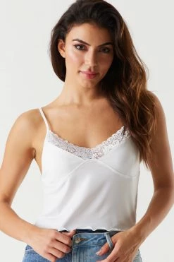Stitches Ladies Tops Lace Lettuce Trim Cami
