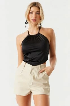 Stitches Ladies Tops Soft Self-Tie Satin Halter Top