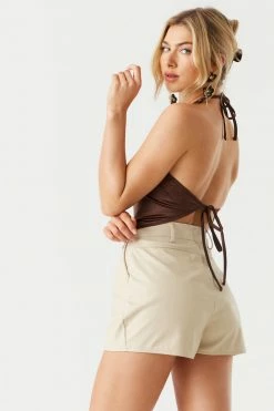 Stitches Ladies Tops Soft Self-Tie Satin Halter Top 19 Stitches Ladies Tops Soft Self-Tie Satin Halter Top