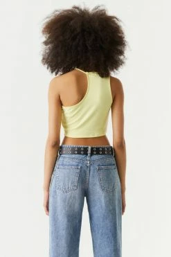 Stitches Ladies Ribbed One Shoulder High-Neck Cropped Top Tops