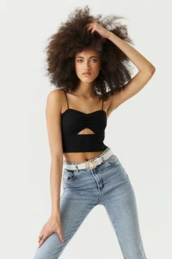 Stitches Ladies Tops Cinched Cut-Out Cropped Cami