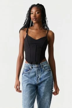 Stitches Ladies Tops Soft Ribbed Corset Tank Top 24 Stitches Ladies Tops Soft Ribbed Corset Tank Top