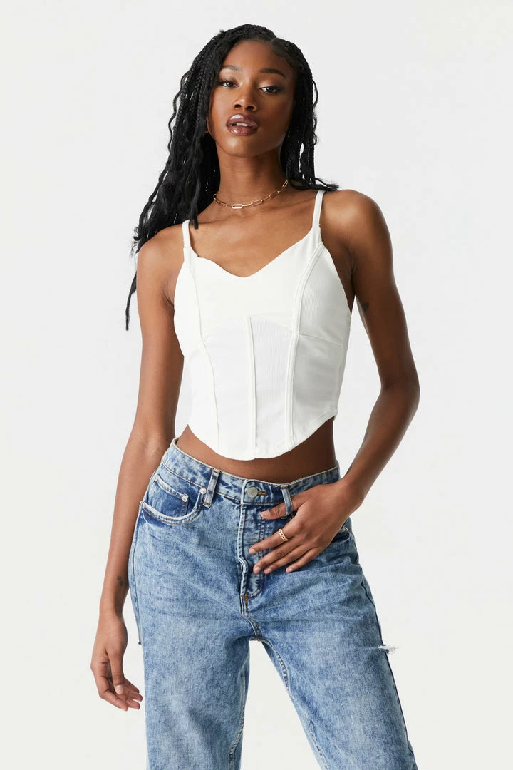 Stitches Ladies Tops Soft Ribbed Corset Tank Top 1 Stitches Ladies Tops Soft Ribbed Corset Tank Top