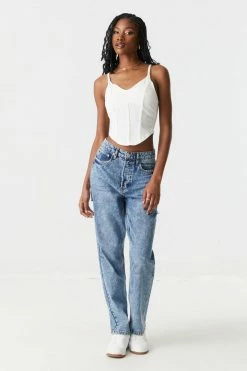 Stitches Ladies Tops Soft Ribbed Corset Tank Top 20 Stitches Ladies Tops Soft Ribbed Corset Tank Top