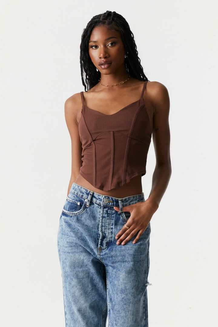 Stitches Ladies Tops Soft Ribbed Corset Tank Top 4 Stitches Ladies Tops Soft Ribbed Corset Tank Top