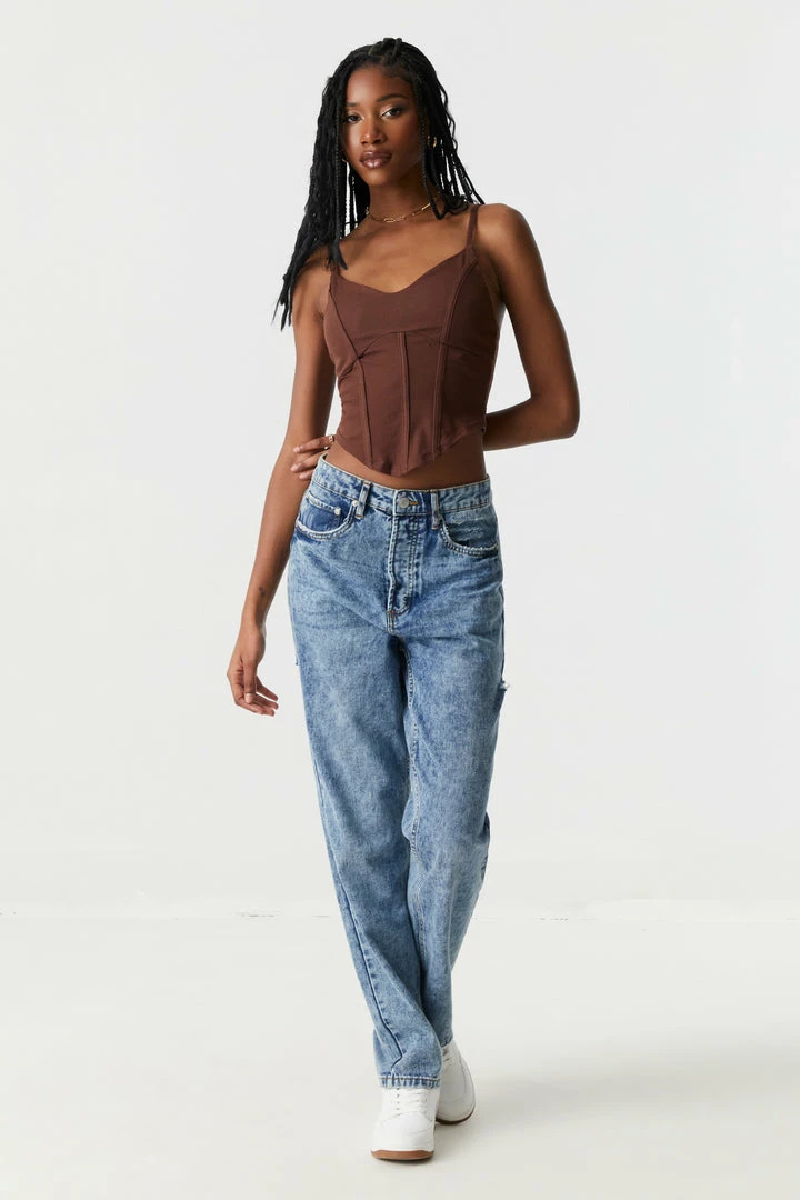 Stitches Ladies Tops Soft Ribbed Corset Tank Top 6 Stitches Ladies Tops Soft Ribbed Corset Tank Top