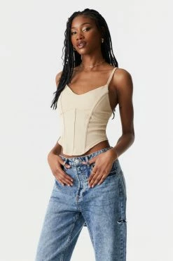 Stitches Ladies Tops Soft Ribbed Corset Tank Top 27 Stitches Ladies Tops Soft Ribbed Corset Tank Top