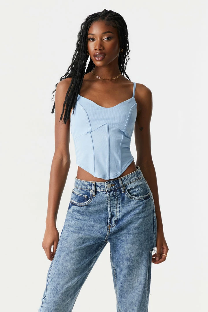 Stitches Ladies Tops Soft Ribbed Corset Tank Top 13 Stitches Ladies Tops Soft Ribbed Corset Tank Top