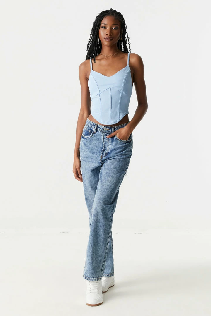 Stitches Ladies Tops Soft Ribbed Corset Tank Top 15 Stitches Ladies Tops Soft Ribbed Corset Tank Top