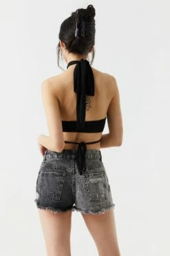 Stitches Ladies Cross Front Self-Tie Halter Neck Cropped Top