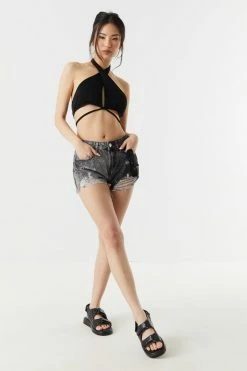 Stitches Ladies Cross Front Self-Tie Halter Neck Cropped Top