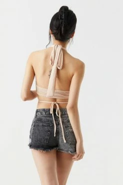 Stitches Ladies Cross Front Self-Tie Halter Neck Cropped Top