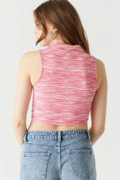 Stitches Ladies Soft Ribbed Space Dye Collared V-Neck Cropped Top 15 Stitches Ladies Soft Ribbed Space Dye Collared V-Neck Cropped Top