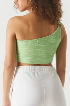 Stitches Ladies Soft Ribbed Space Dye One Shoulder Cropped Top