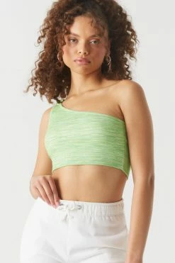 Stitches Ladies Soft Ribbed Space Dye One Shoulder Cropped Top