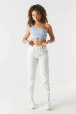 Stitches Ladies Soft Ribbed Space Dye One Shoulder Cropped Top