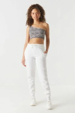 Stitches Ladies Soft Ribbed Space Dye One Shoulder Cropped Top