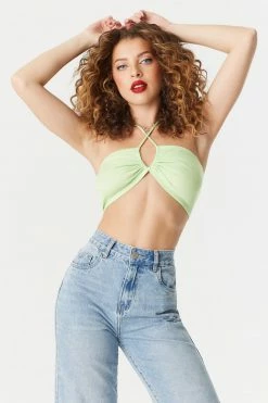 Stitches Ladies Soft Ribbed Crisscross Halter Bra Top 18 Stitches Ladies Soft Ribbed Crisscross Halter Bra Top