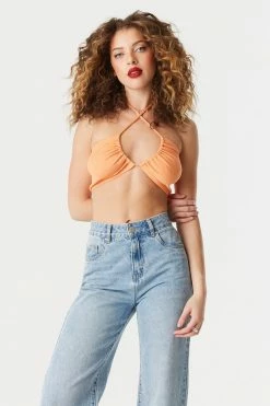 Stitches Ladies Soft Ribbed Crisscross Halter Bra Top 27 Stitches Ladies Soft Ribbed Crisscross Halter Bra Top