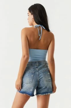 Stitches Ladies Tops Everyday Basic Halter Neck Cropped Top