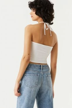 Stitches Ladies Cut-Out Halter Cropped Tank Top Tops