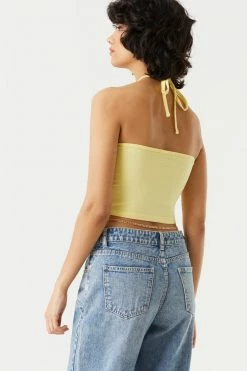 Stitches Ladies Cut-Out Halter Cropped Tank Top Tops