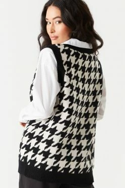 Stitches Ladies Knit Houndstooth Sweater Vest